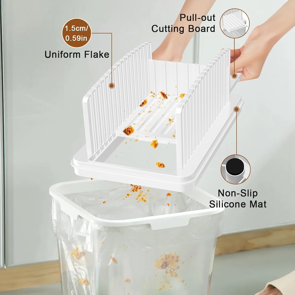 Upgrade Pull Out Bread Slicer for Homemade Bread, Foldable White