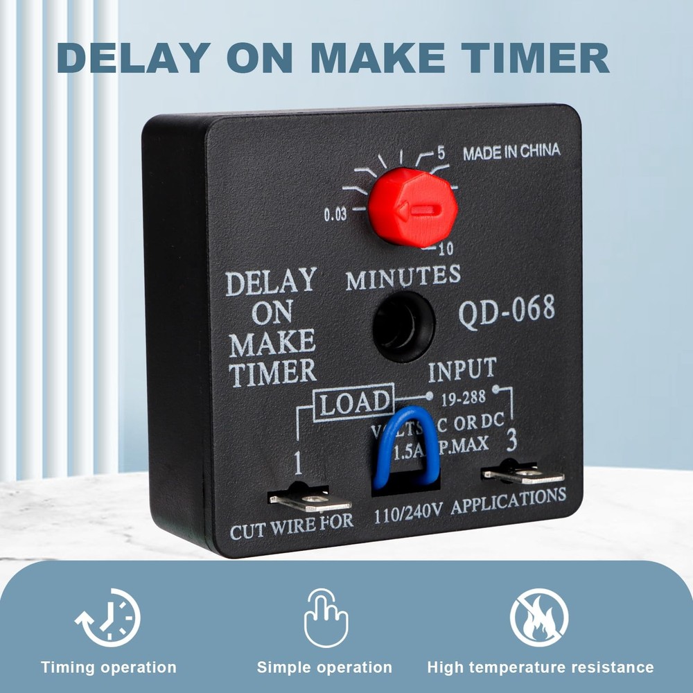 2Pcs Delay On Make Timer, QD-068, 0.03 to 10 Min, Adjustable Delay, 19-288 VA...
