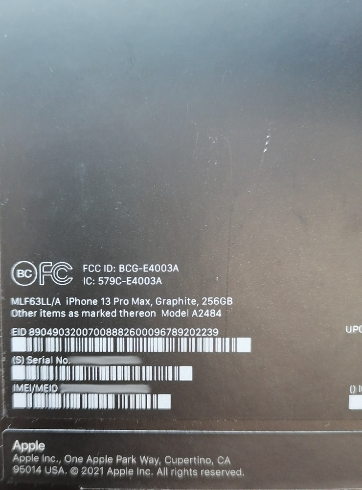 (BOX ONLY) iPhone 13 Pro Max Box