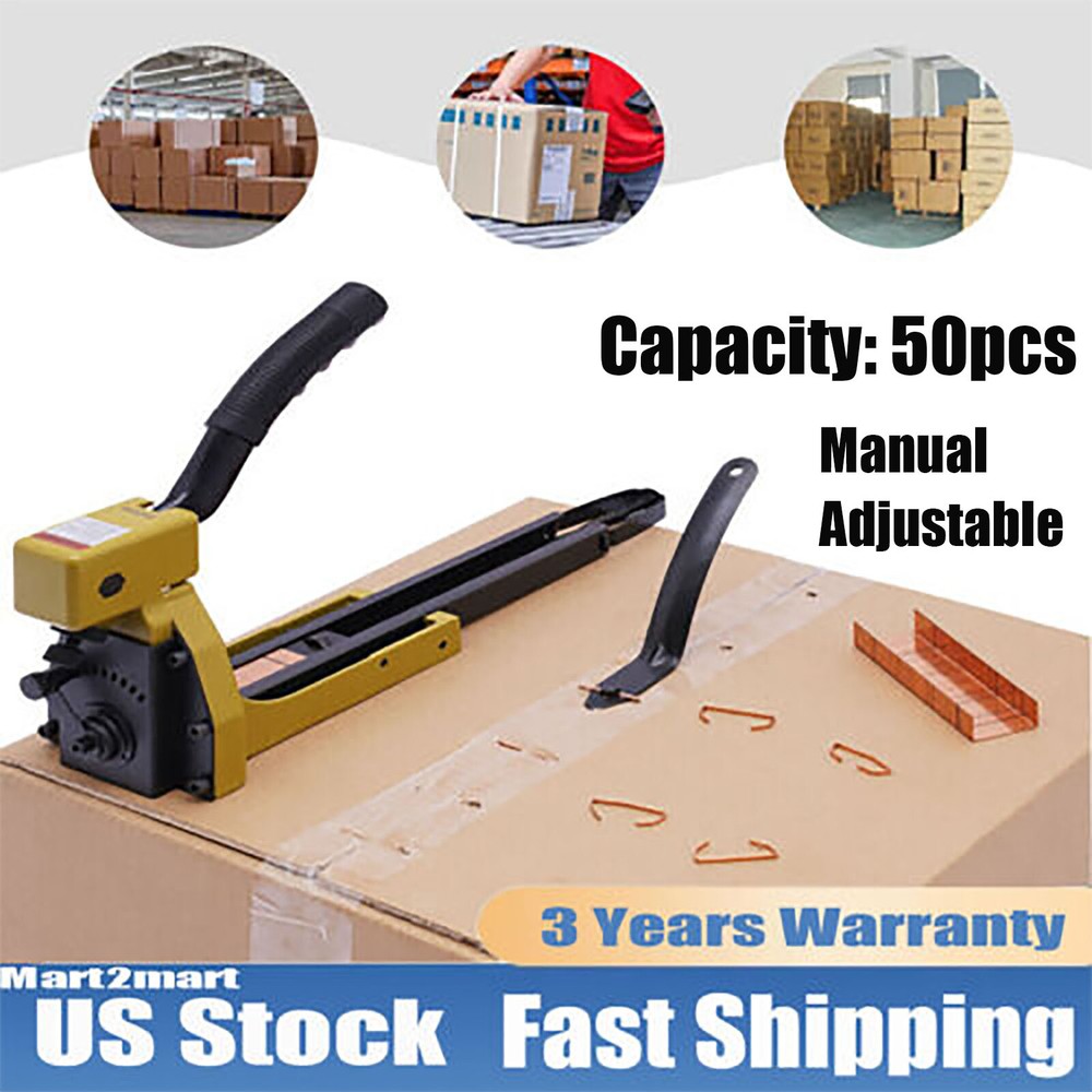 Carton Stapler w/100 Staples for Sealed Boxes, Cartons, Corrugated Cardboard
