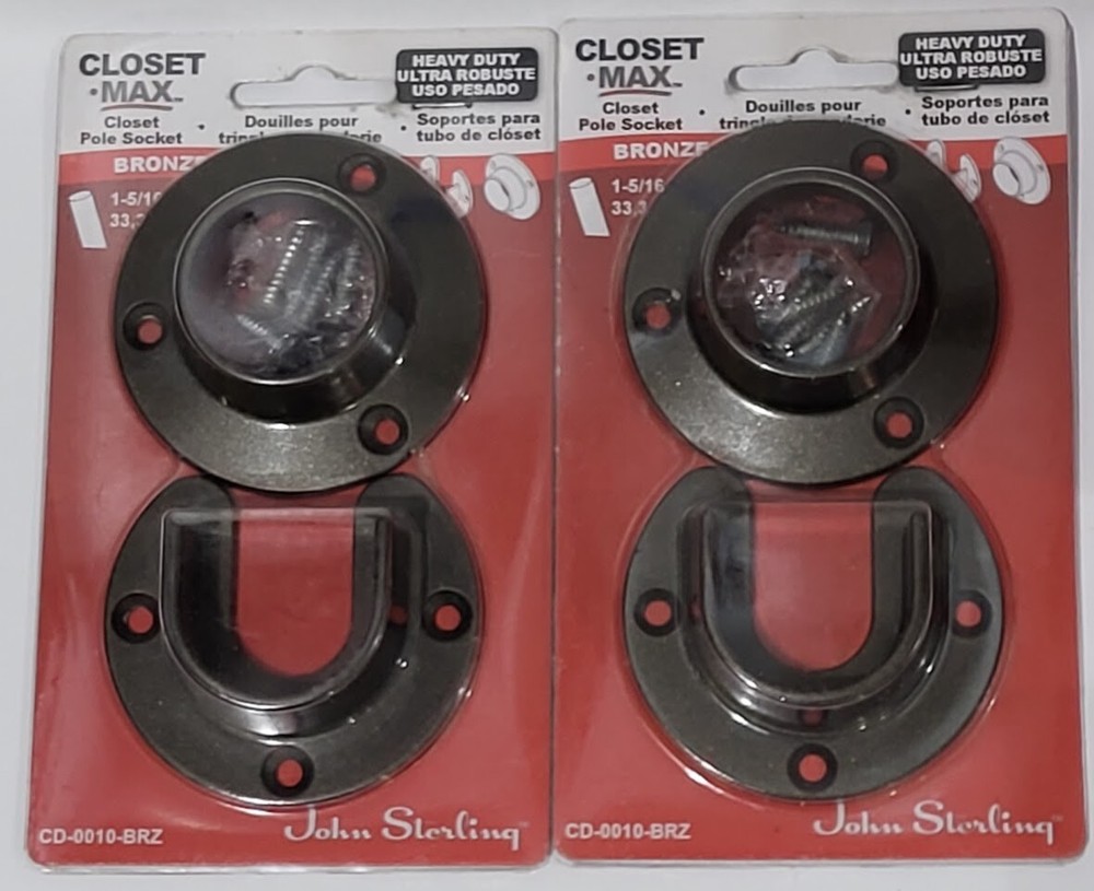 2 Sets Closet Pole Sockets, Heavy Duty, Bronze  CD-0010-BRZ Stainable Customize