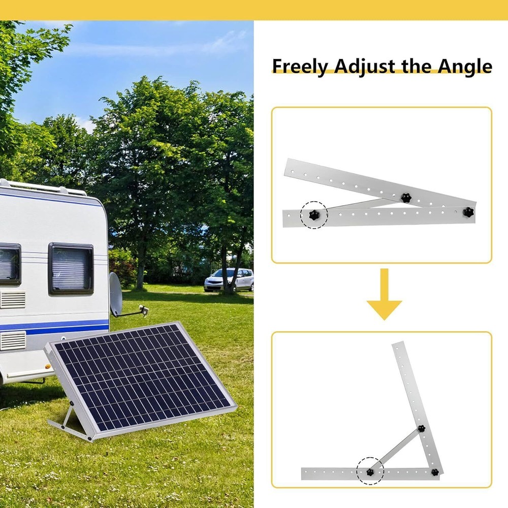 4PCS Solar Panel RV Tilt Mount Brackets Rooftop Flat Surface Adjustable Frame US