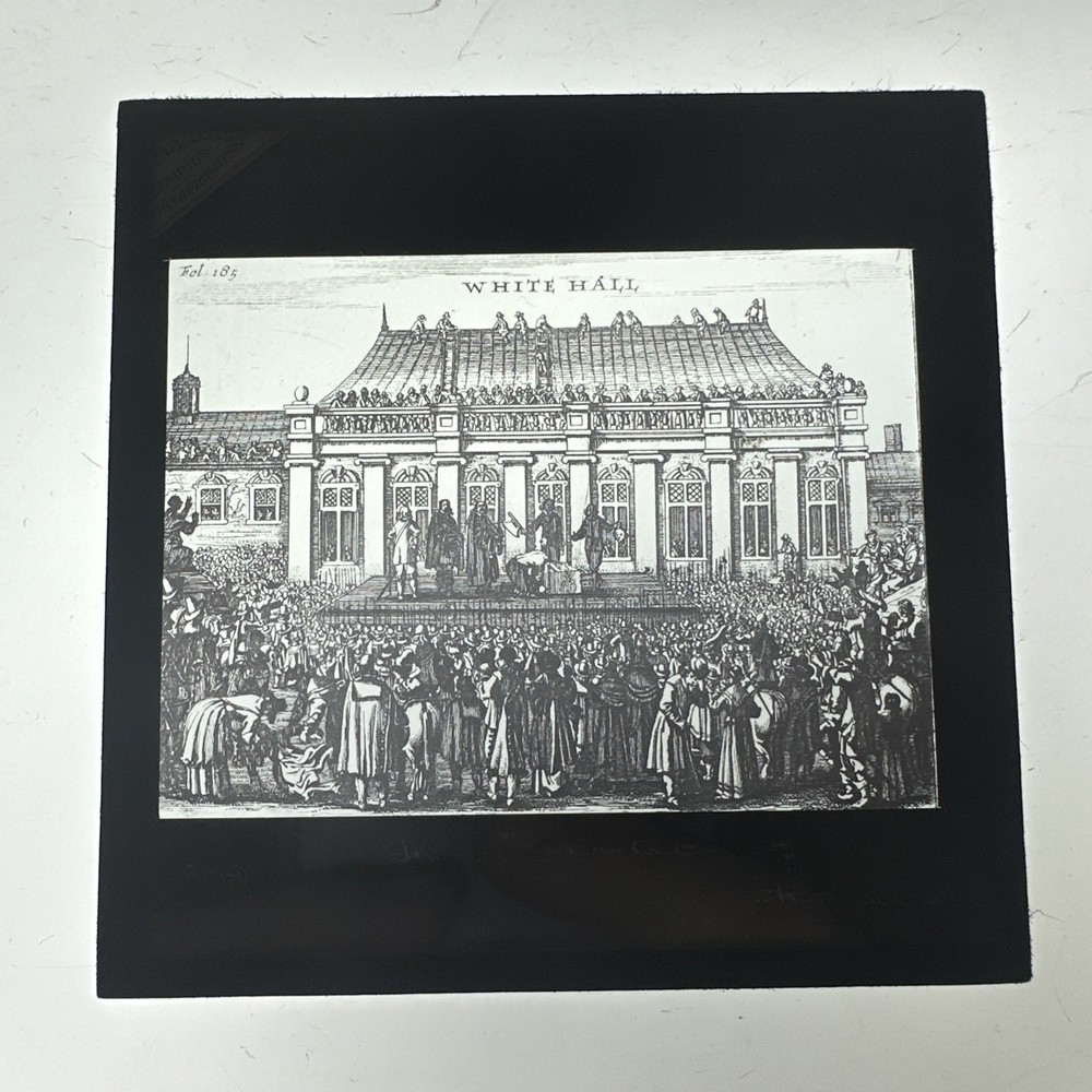 Antique Magic Lantern Slide execution King Charles Whitehall