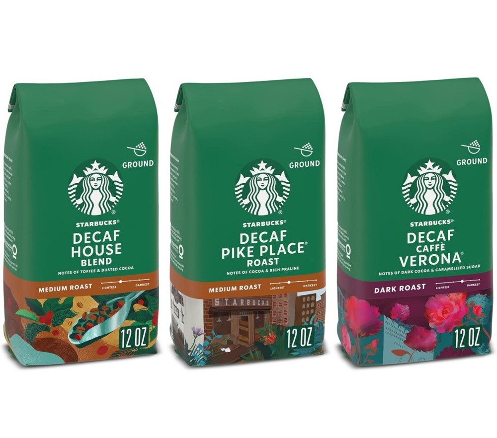 (3) Starbucks Decaffeinated Ground Coffee Variety Combo 3 bags DECAF