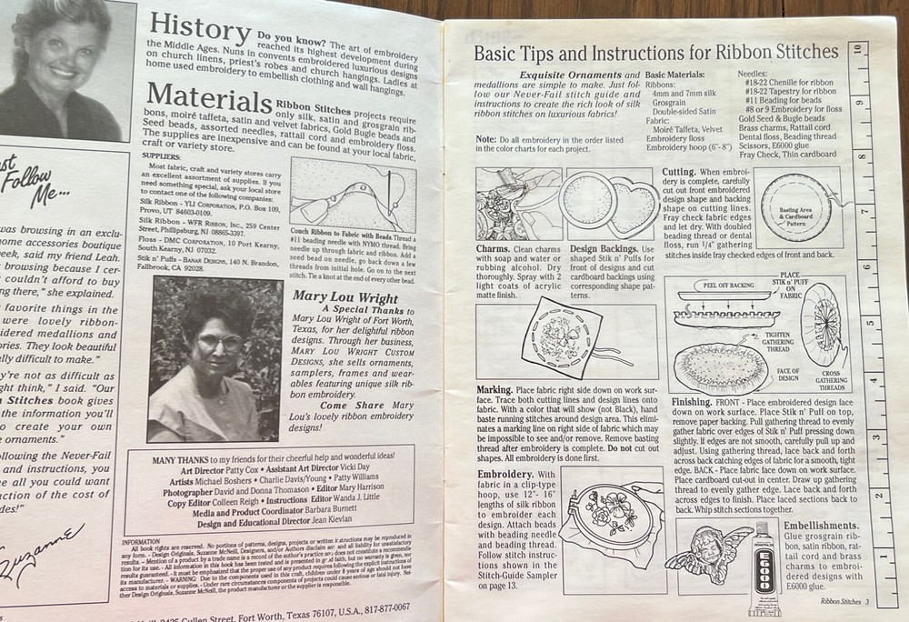 Ribbon Stitches Pattern Book 3031 Mary Lou Wright 1994