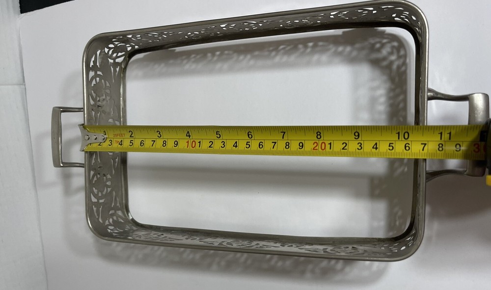 Vtg Footed Rectangular Serving Tray With Pyrex Serving Dish