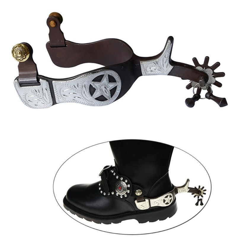 2lots Decorative Western Spurs for Large Boot Coppers Buckles Feature Iron