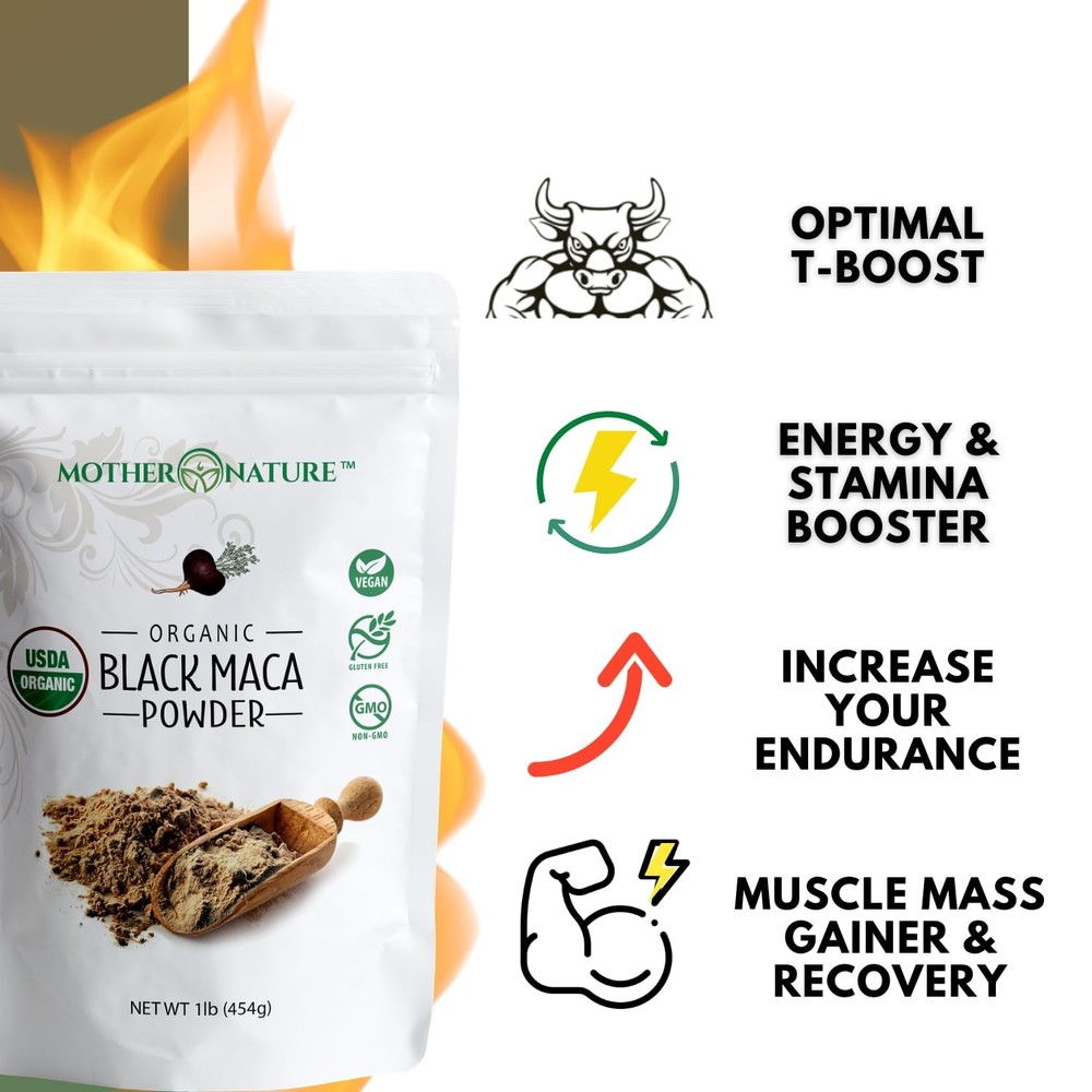 Black Maca Root - Organic Peruvian Maca for Men - Strength, Endurance & Perfo...