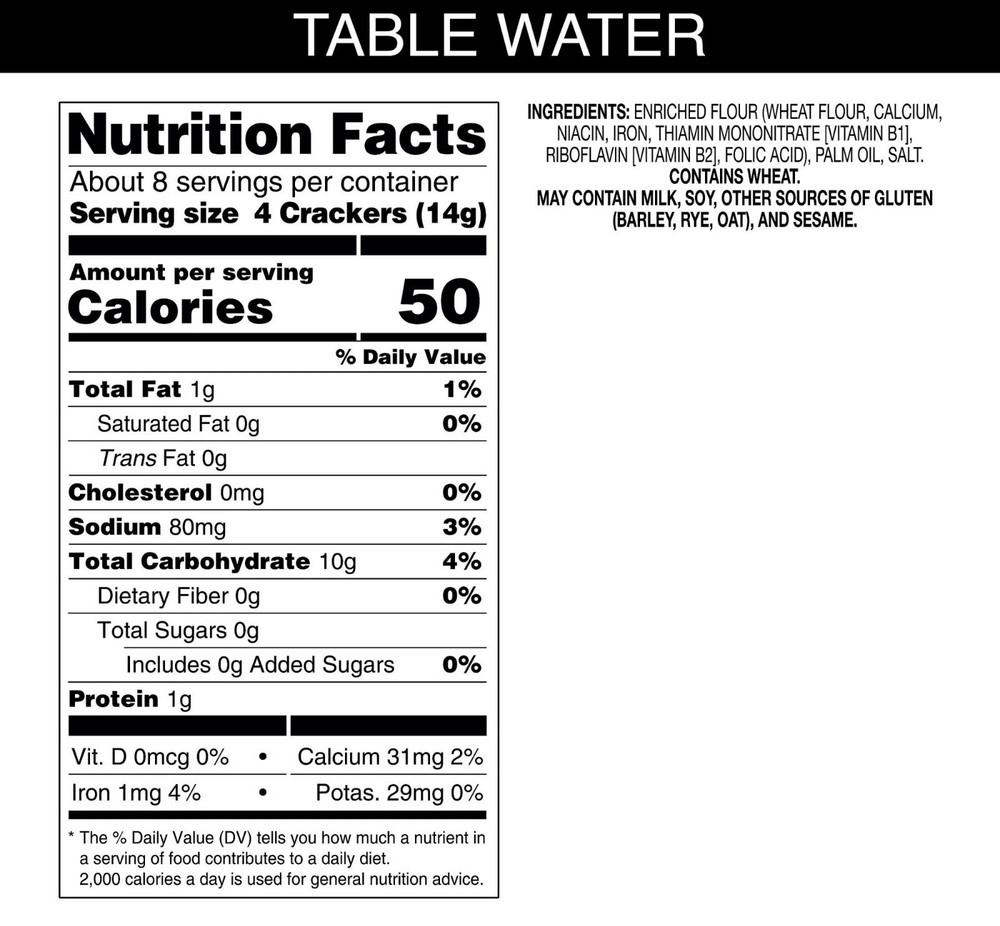 Carr's Original Table Water Crackers, Baked Crackers Snack, 4.25 oz