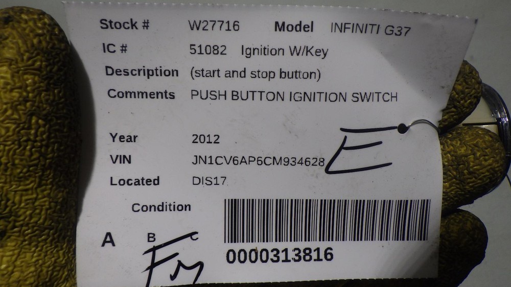 12 INFINITI G37 Ignition Start And Stop Button