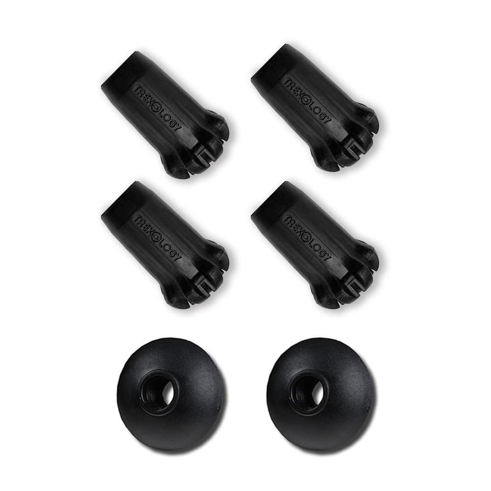 Trekking Pole Accessory Set – Includes 4 Rubber Tips & 2 Mud Baskets for Hiki...