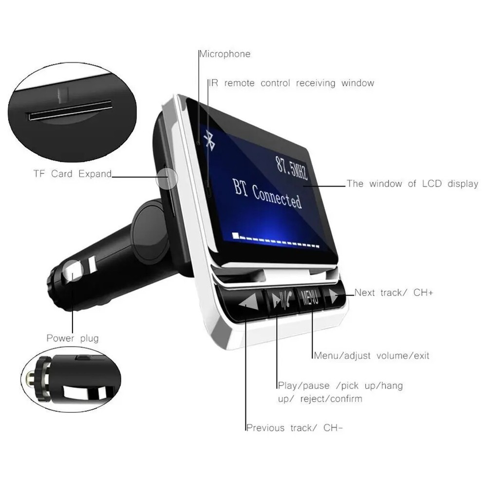 Wireless Bluetooth 5.0 Car MP3 Player FM Transmitter USB Charger Remote Control