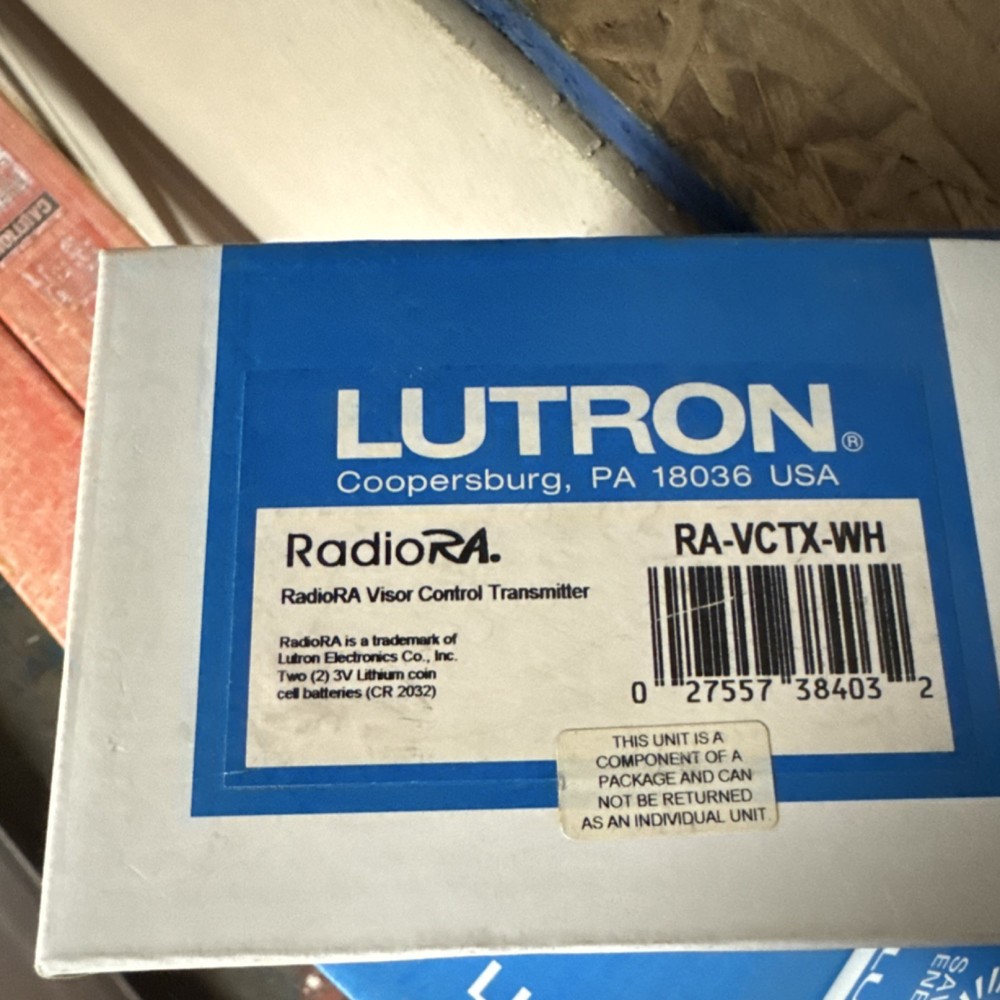 Lutron RA-VCTX-WH RadioRA Visor Control Transmitter White 3V