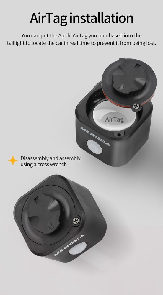 MEROCA Bicycle Brake Light Creative Expression 100 Lumen Smart Sensor for AirTag
