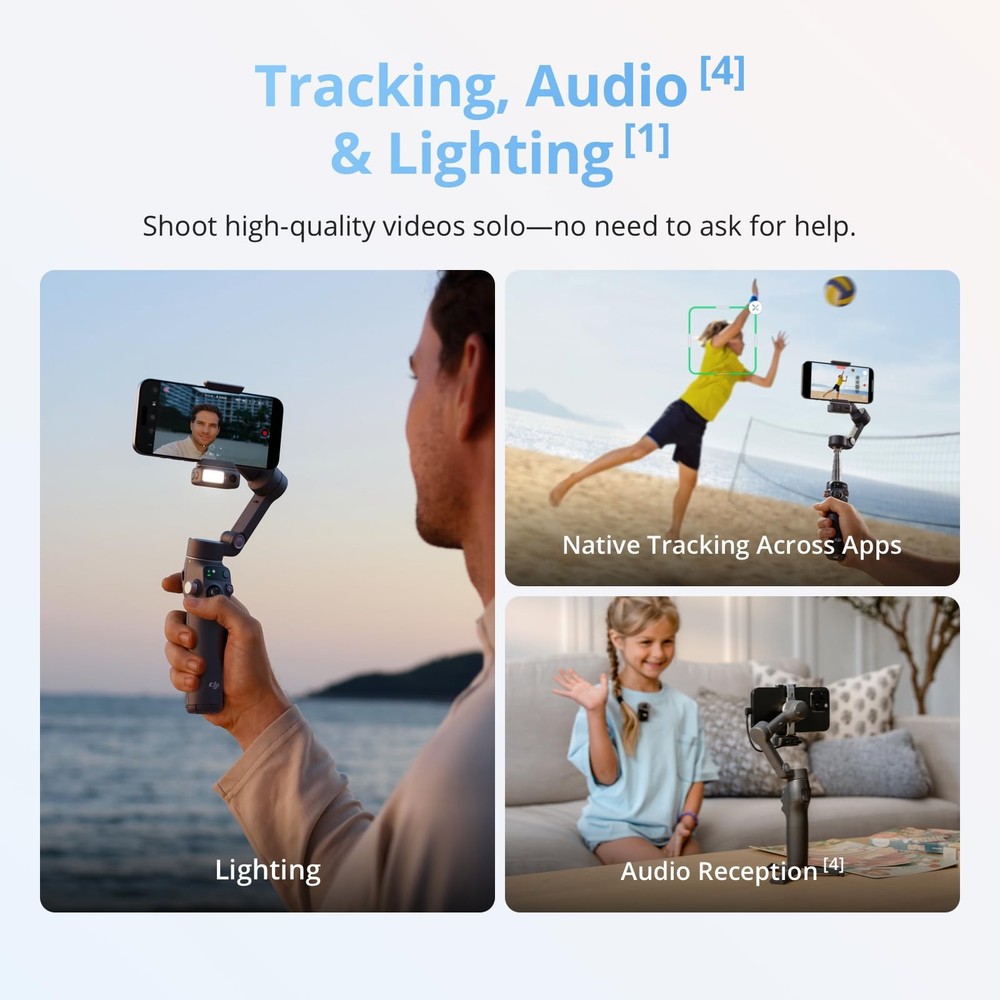 DJI Osmo Mobile 8 Advanced Tracking Combo Gimbal Stabilizer for Phone, black
