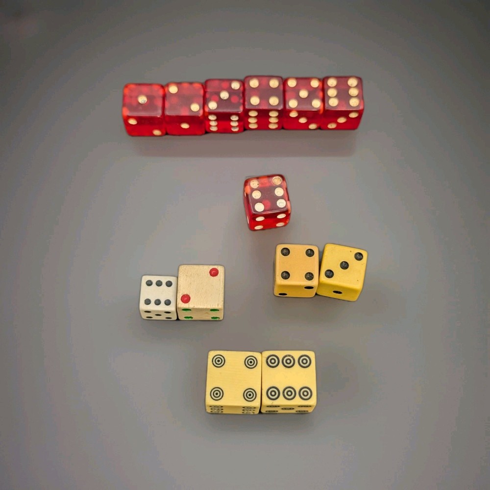 Vintage 7 Cherry Bakelite & 6 Bakelite Mix Dice Set
