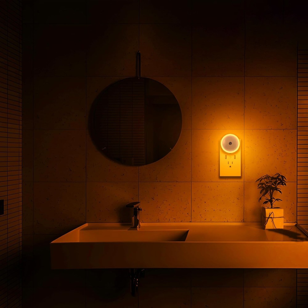 Amber Night Light Motion Sensor Night Light Plug for Bathroom, Kitchen, Hallway