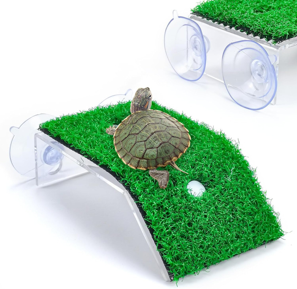 Small Turtle Basking Platform Simulation Grass Turtle Ramp, Turtle Resting Ba...
