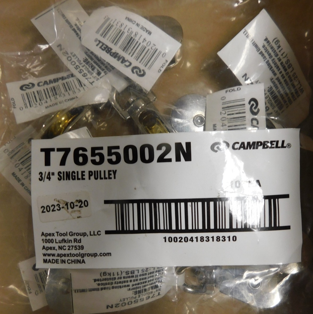 CAMPBELL T7655002N 3/4" SINGLE PULLEY-10 Pack