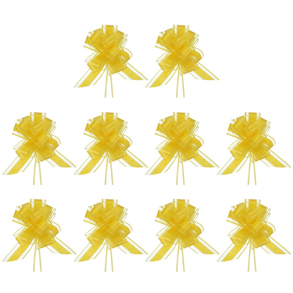 Large Gift Bow 8x6 Inch, 10 Pack  Pull Bows for Gift Wrapping, Lemon Yellow