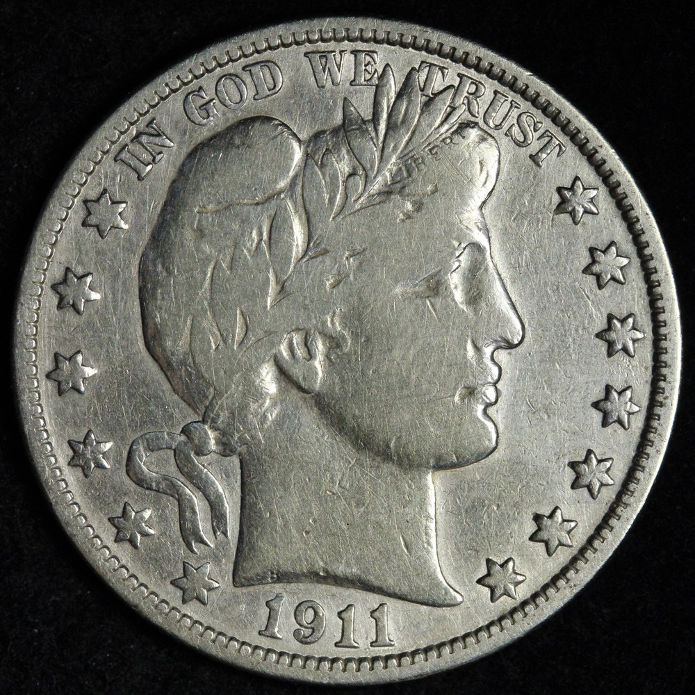 1911 Barber Silver Half Dollar VF E319 TJEN