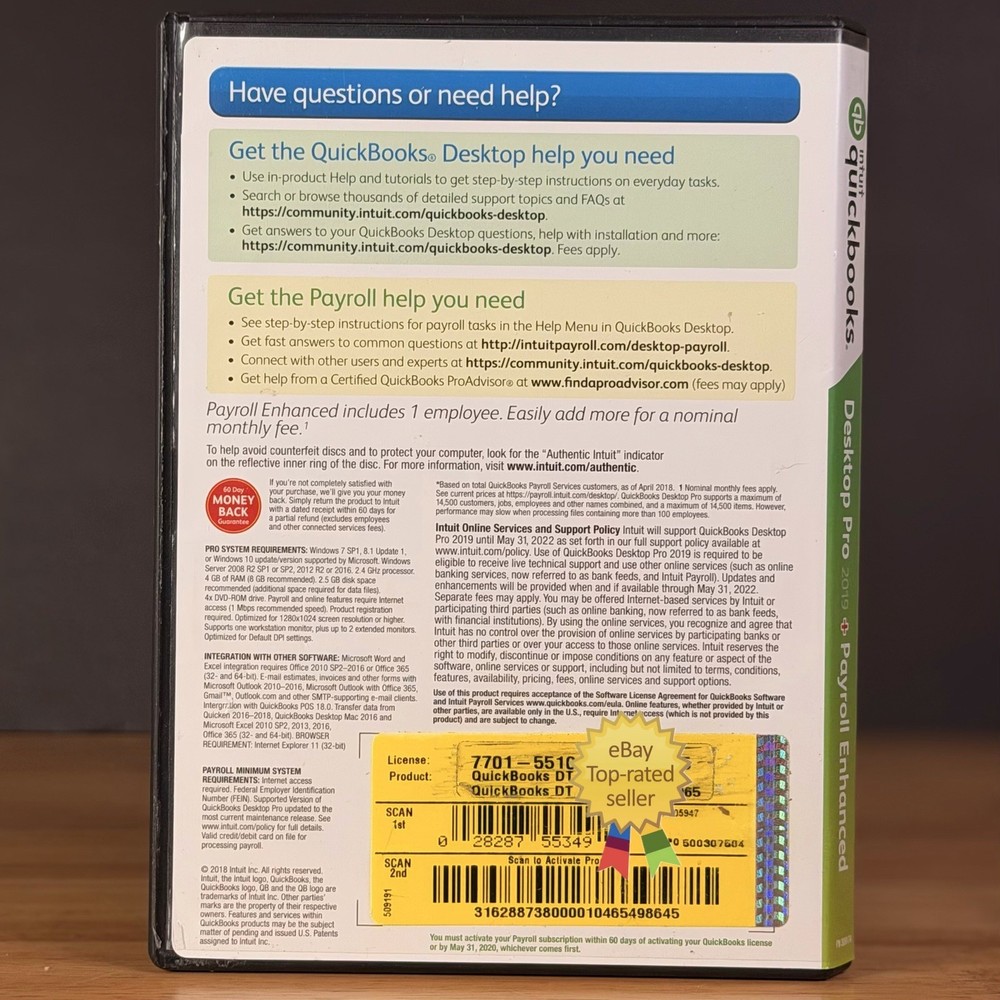 Quickbooks Desktop Pro 2019 Windows 10 & 11 Retail -NO SUBSCRIPT10N- TESTED