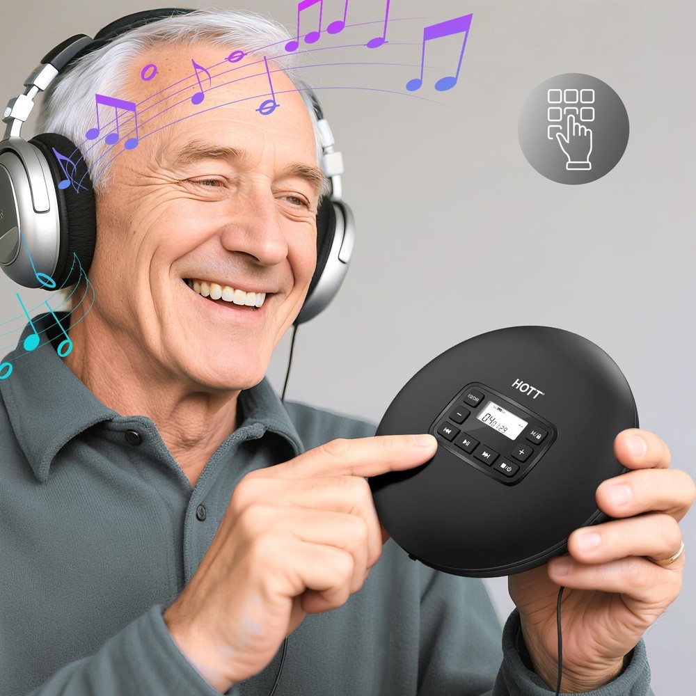 HOTT C204 Basic Portable CD Player with Anti-Skip Protection - AA Battery Pow...