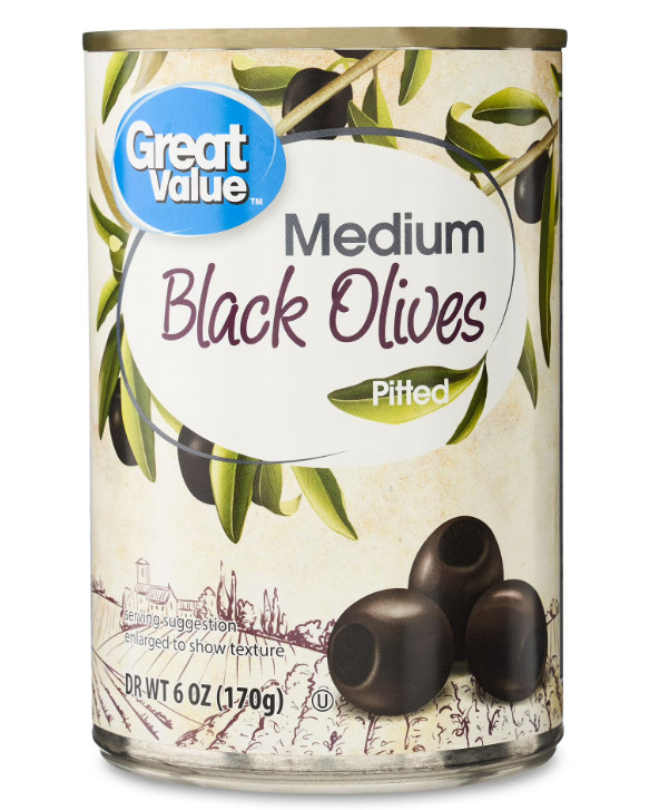 (3 pack) Great Value Medium Pitted Black Olives, 6 oz