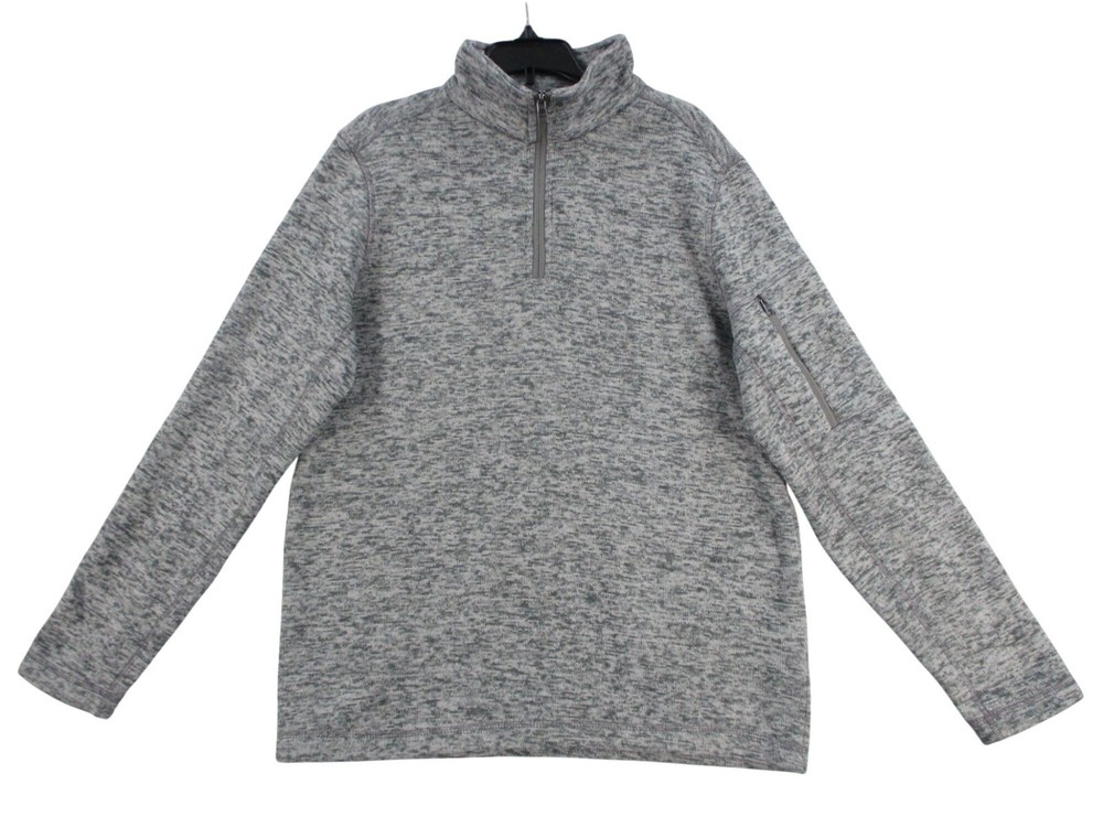 Lands End Grey Quarter-Zip Pullover Sweater Size M 10-12