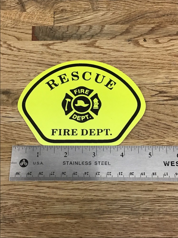 Rescue Fire Dept. Helmet Shield Decal Lime Green B-7