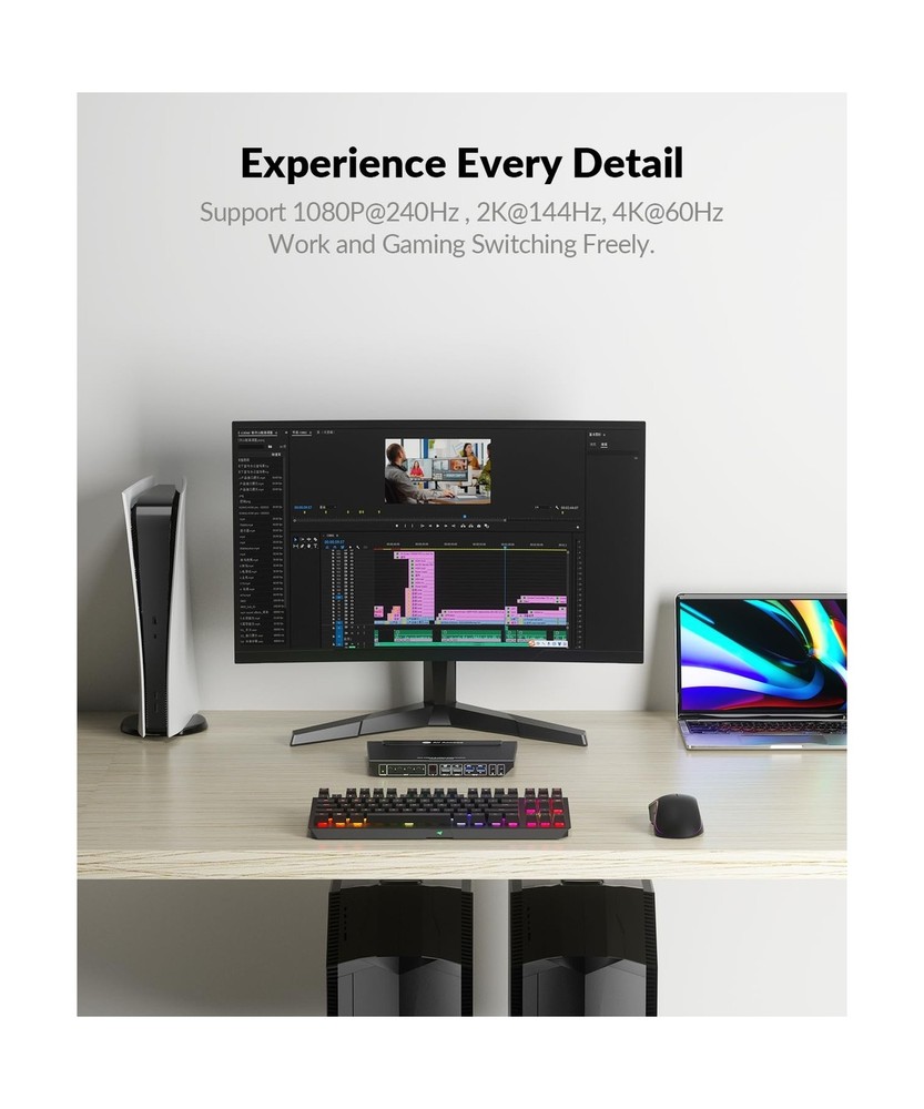 AV Access 4K USB-C Docking Station & HDMI KVM Switch for 4 Computers with USB...