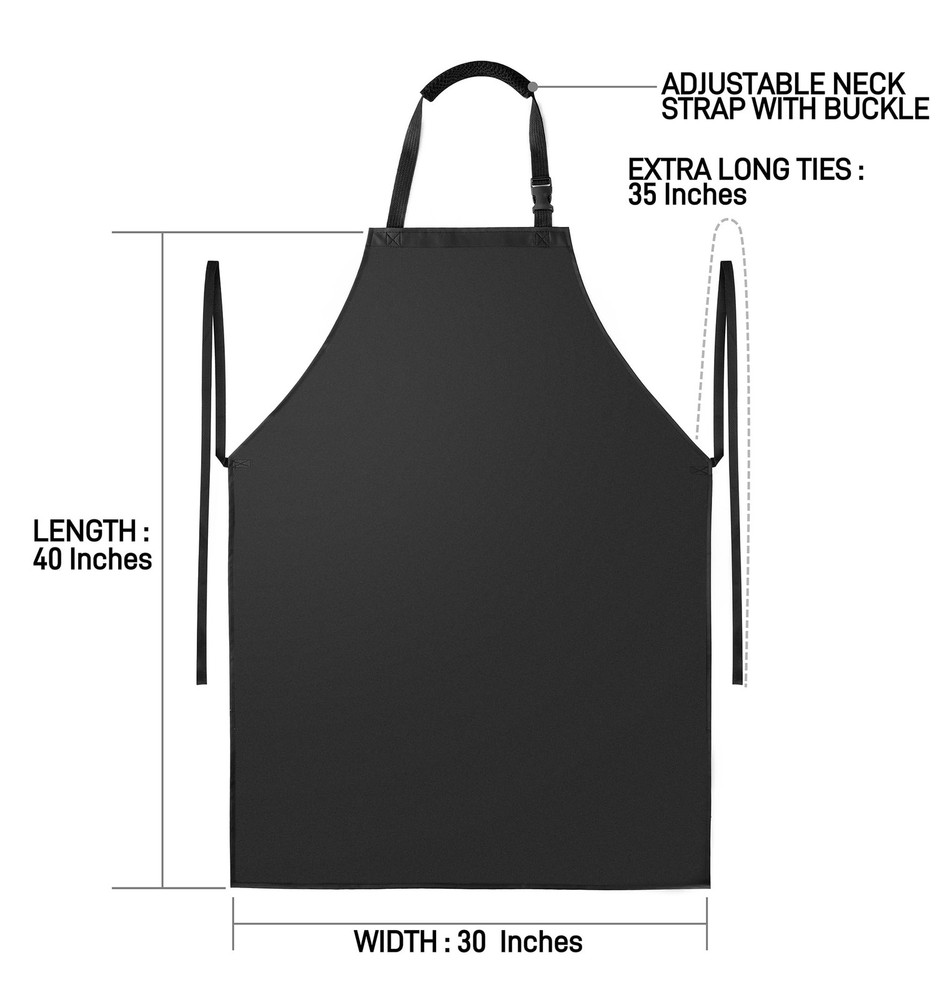 Vammcht Waterproof Apron with Comfortable Adjustable Bib - One Size, Black