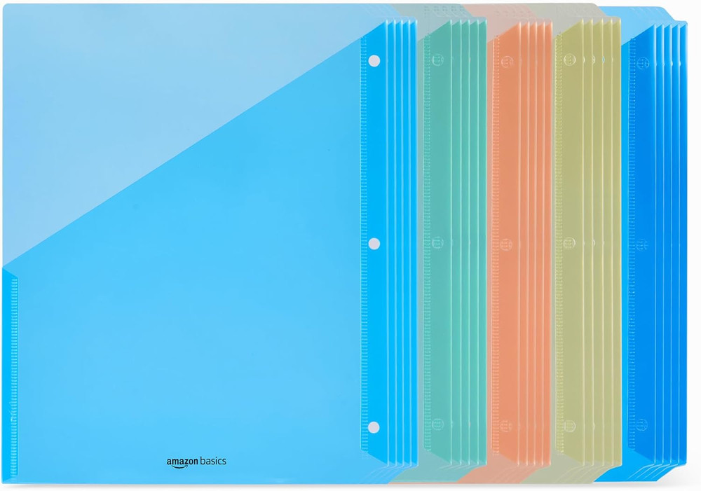 Binder Organizer, Plastic Document Folders, File Jacket, 3-Hole Punch, 9.3 X 11.