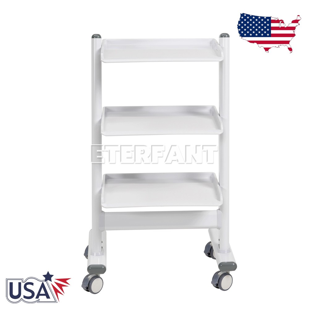 Lab Trolley Rolling Cart 3-Layer ABS Lab Serving Cart with Wheels/Socket