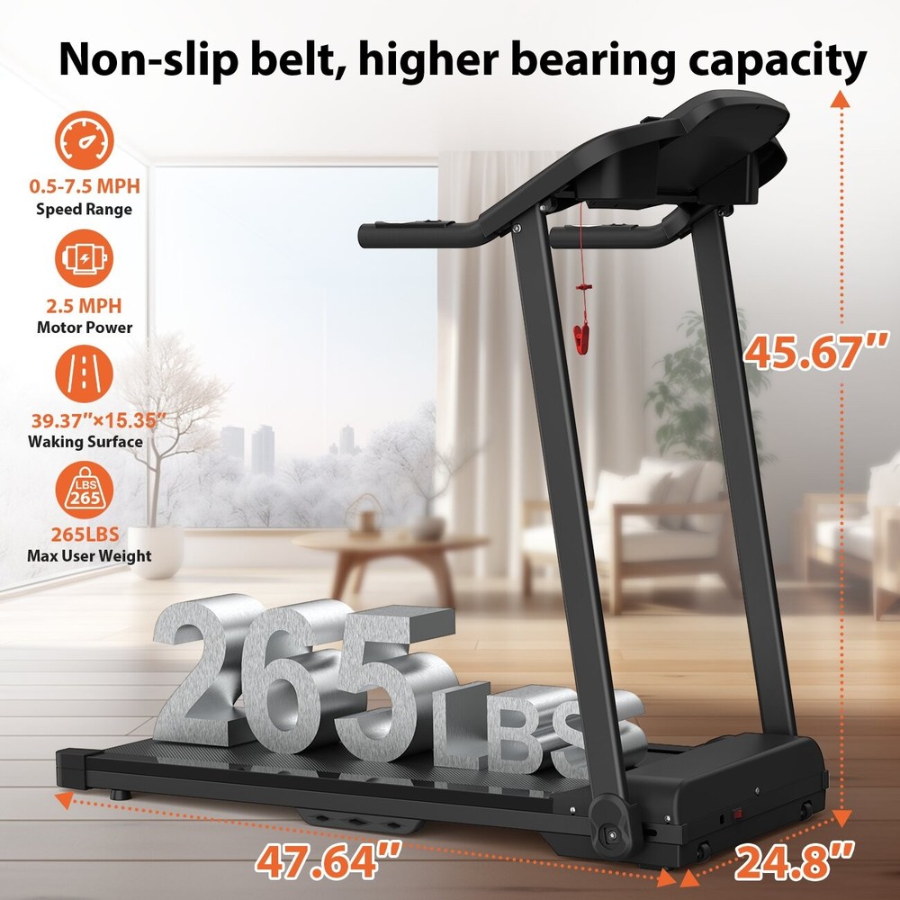 Foldable Treadmill 2.5HP Electric Folding Treadmill Running Walking Machine US