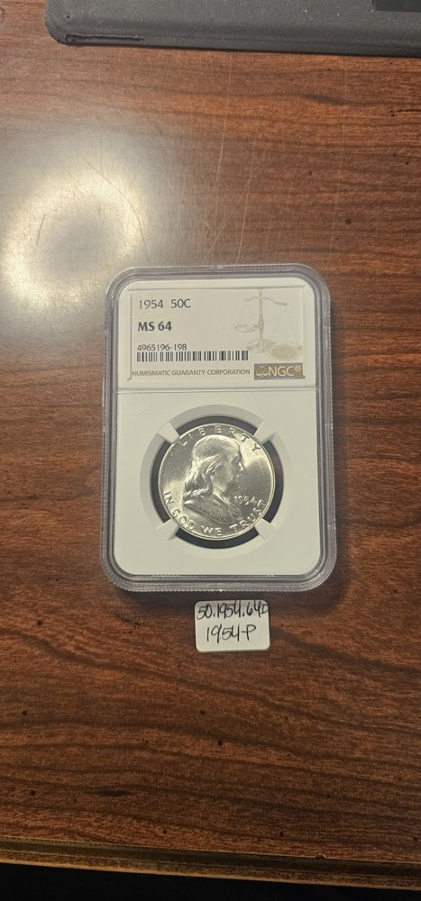 1954-P Franklin Half Dollars NGC MS64 Brilliant Uncirculated