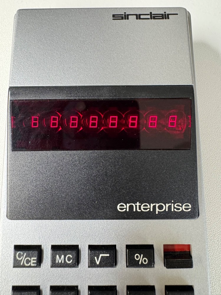 Sinclair Enterprise Calculator (1977/78) Red LED Display – Tested Working – Case