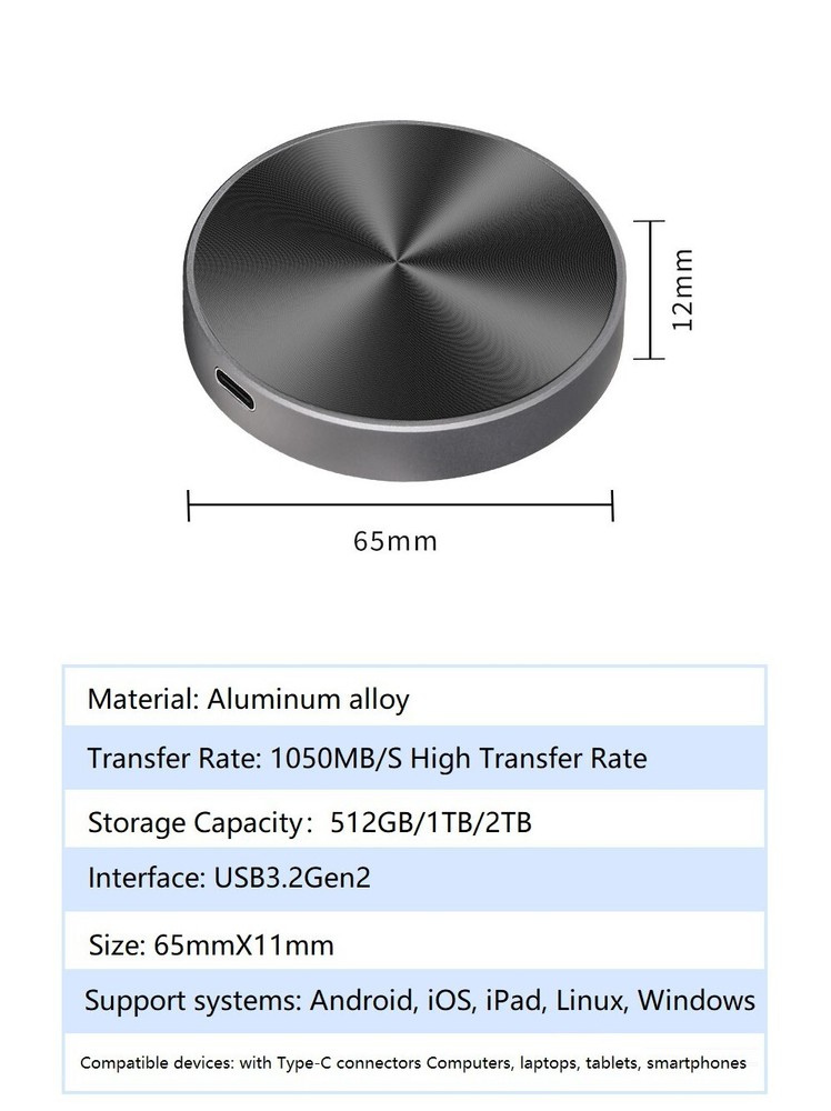 Kingchuxing 1TB Type-C interface Magnetic Removable Hard Drive For Apple 15 Pro