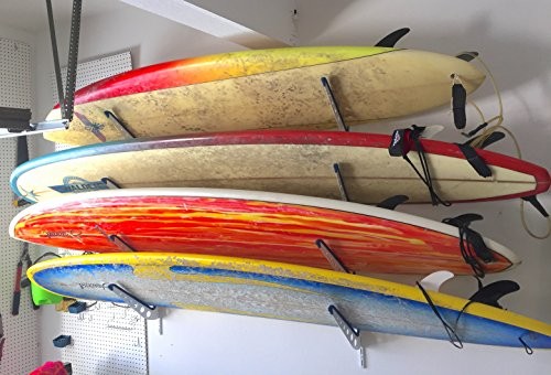 Metal Surfboard Storage Rack, 4 Surf Adjustable Home Wall Mount