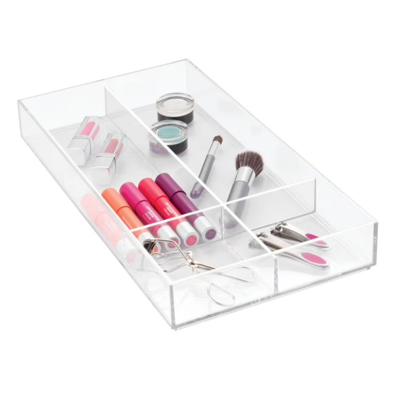 iDesign Plastic Divided Drawer Organizer, Storage Container for Vanity