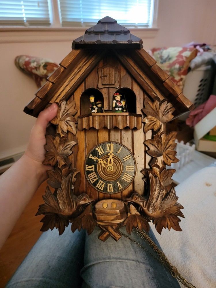 Vintage Solid Wood German Cuckoo Clock WORKS