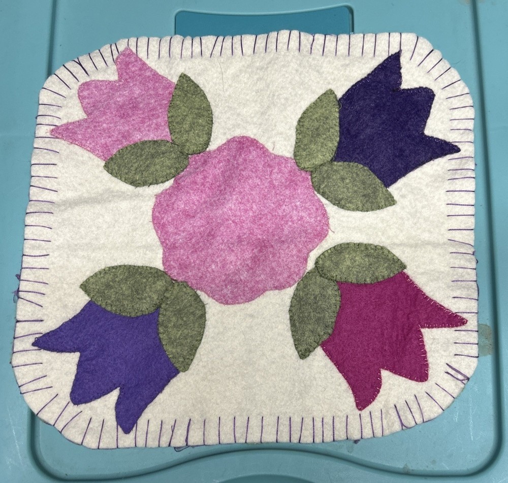 Handmade Wool Felt Floral Candle Mat