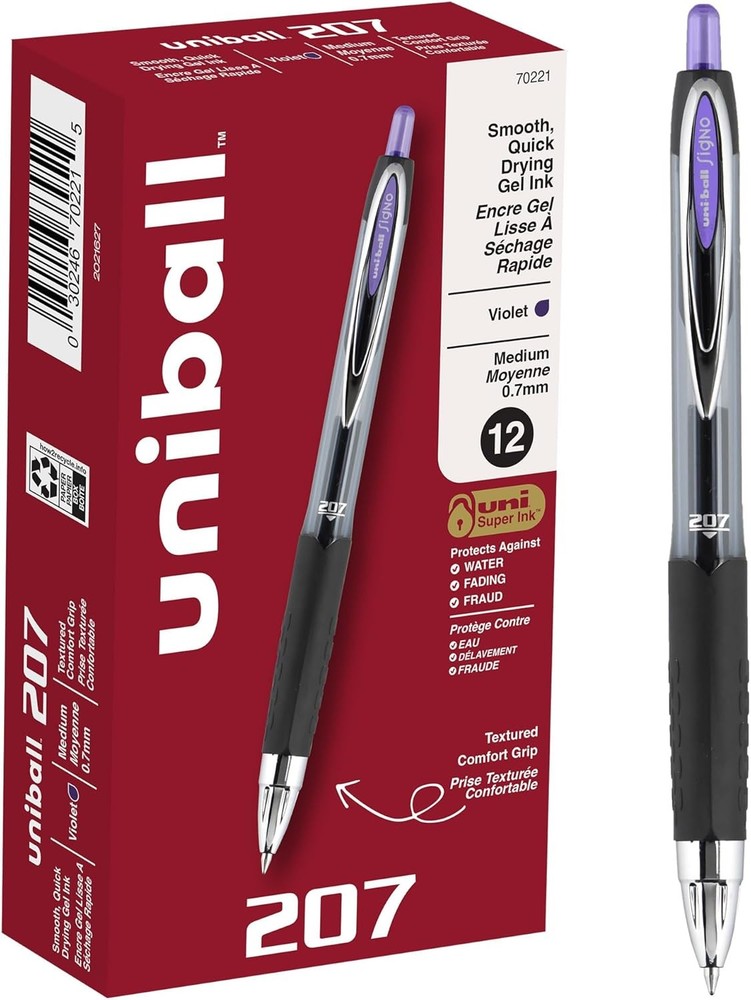 uniball 207 Retractable l Pens, Medium Point, Violet