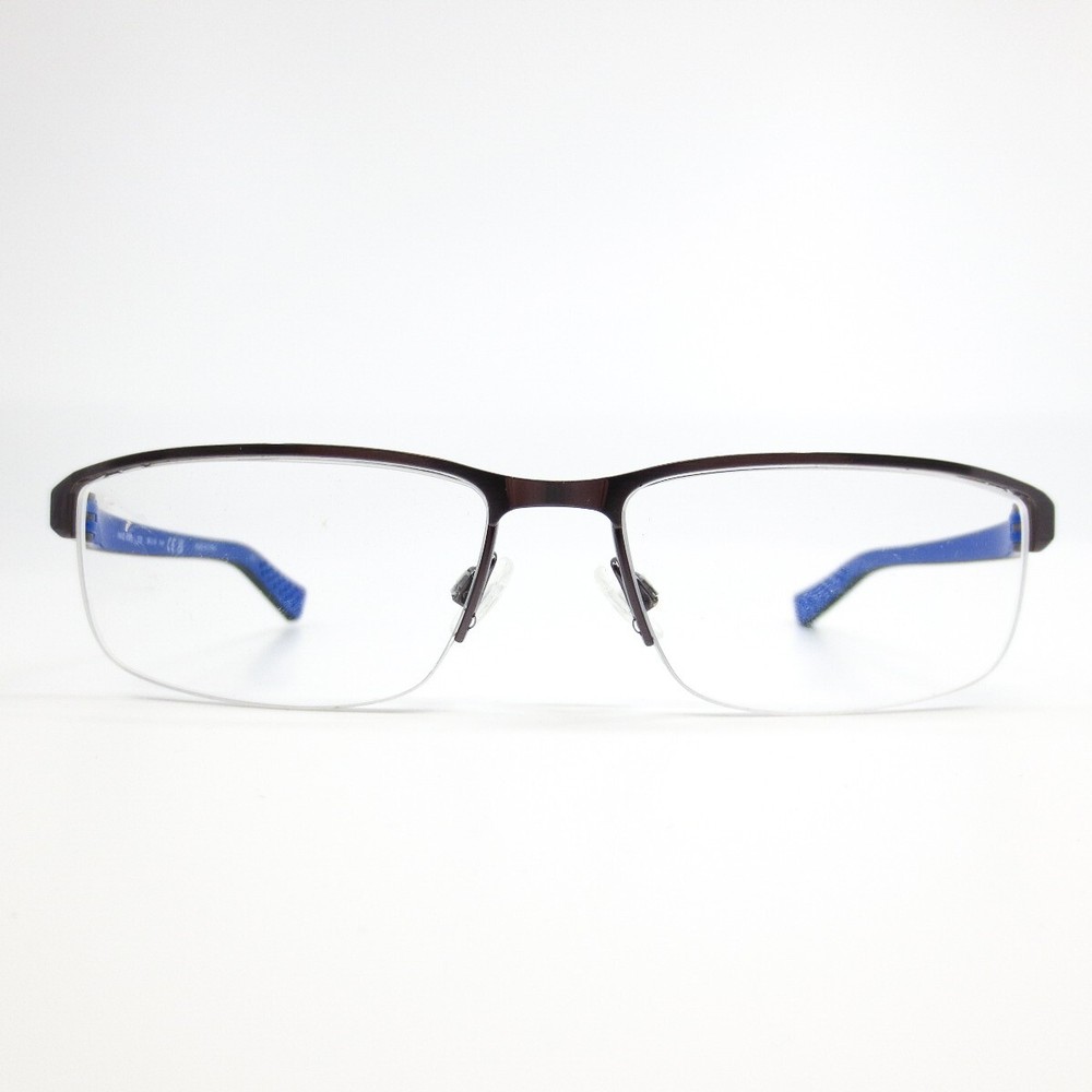 Nike Eyeglasses Frames 8098 078 Black Gray Blue Rectangular Full Rim 56-16-140