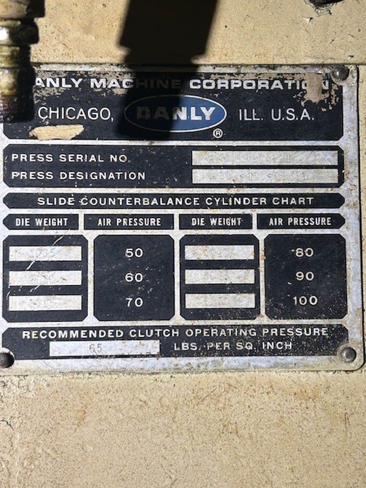 Danly SC2-100-42x36 Straight Side Press