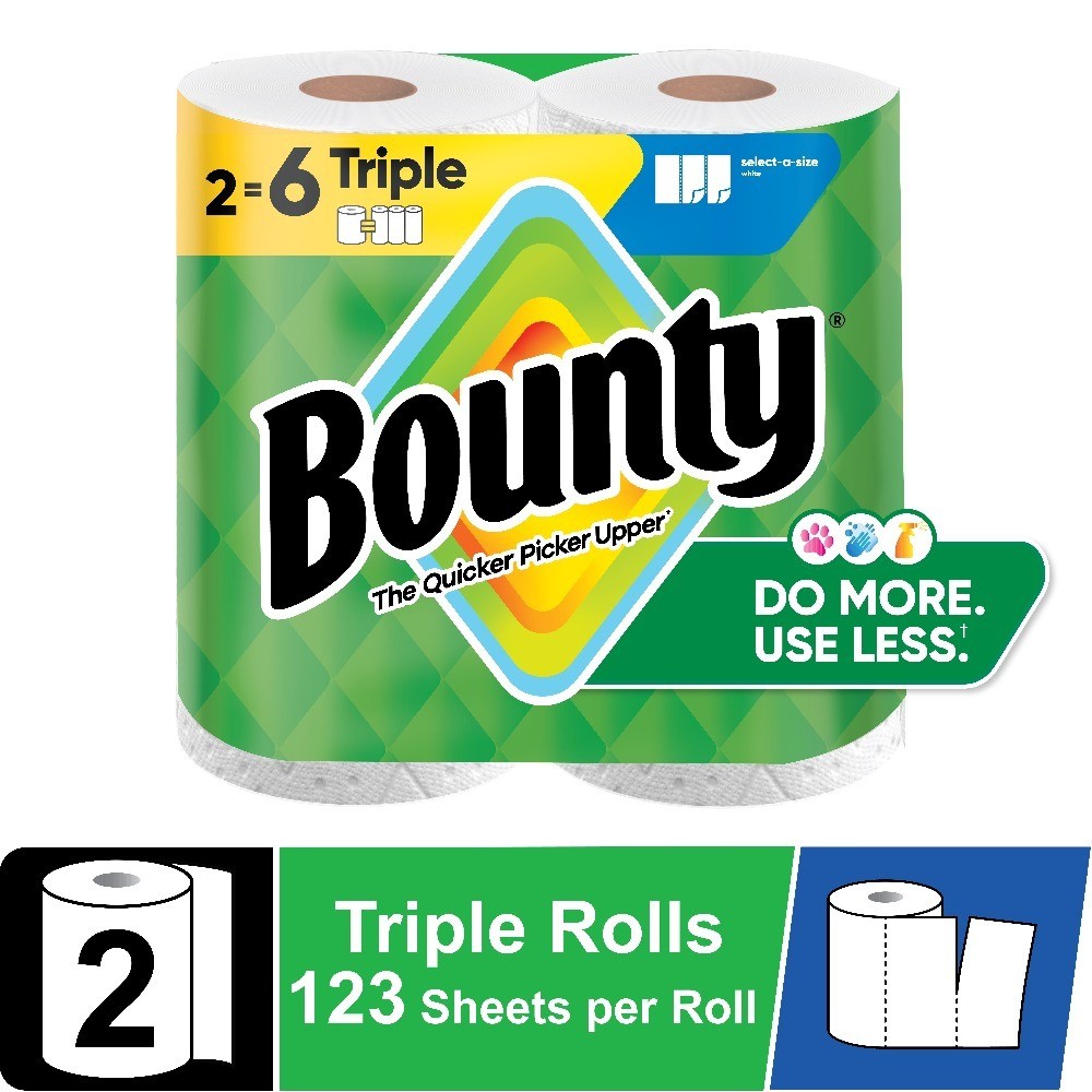 Paper Towels Select-A-Size White, 2 Triple Rolls, 123 Sheets per Roll