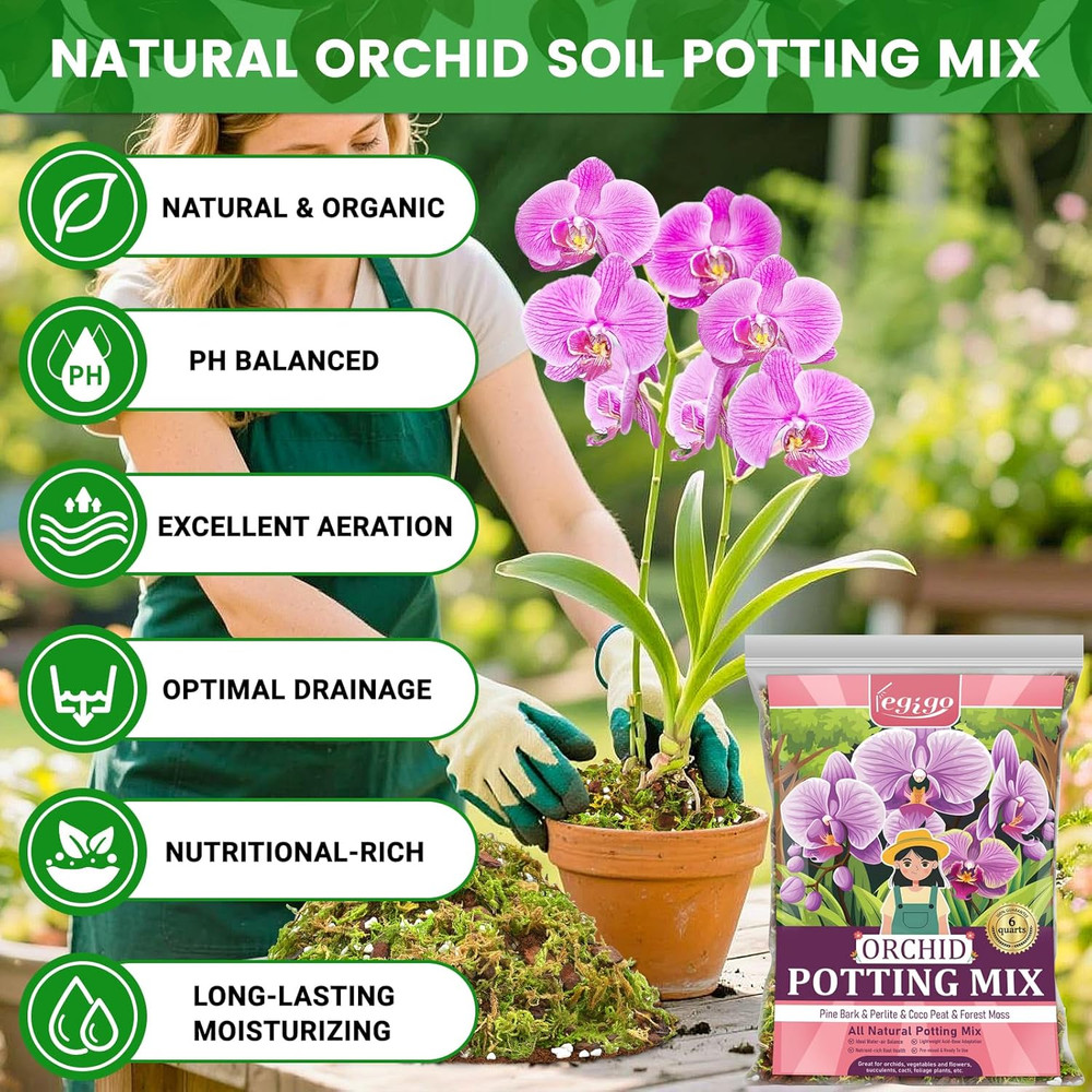 4 QT Orchid Potting Mix for Repotting- Include Moss, Pine Bark, Perlite and Coco