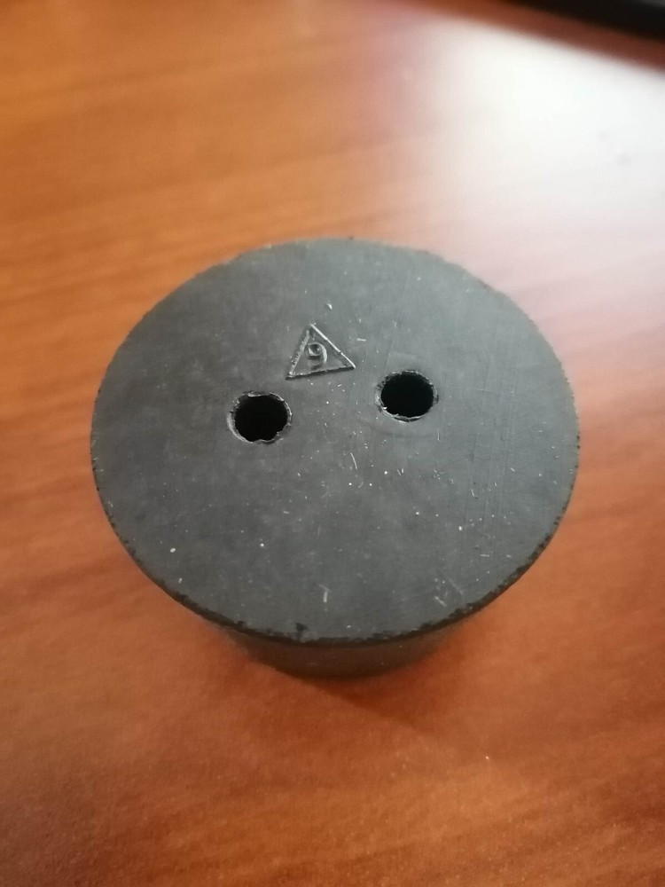 2 hole #9 rubber stopper