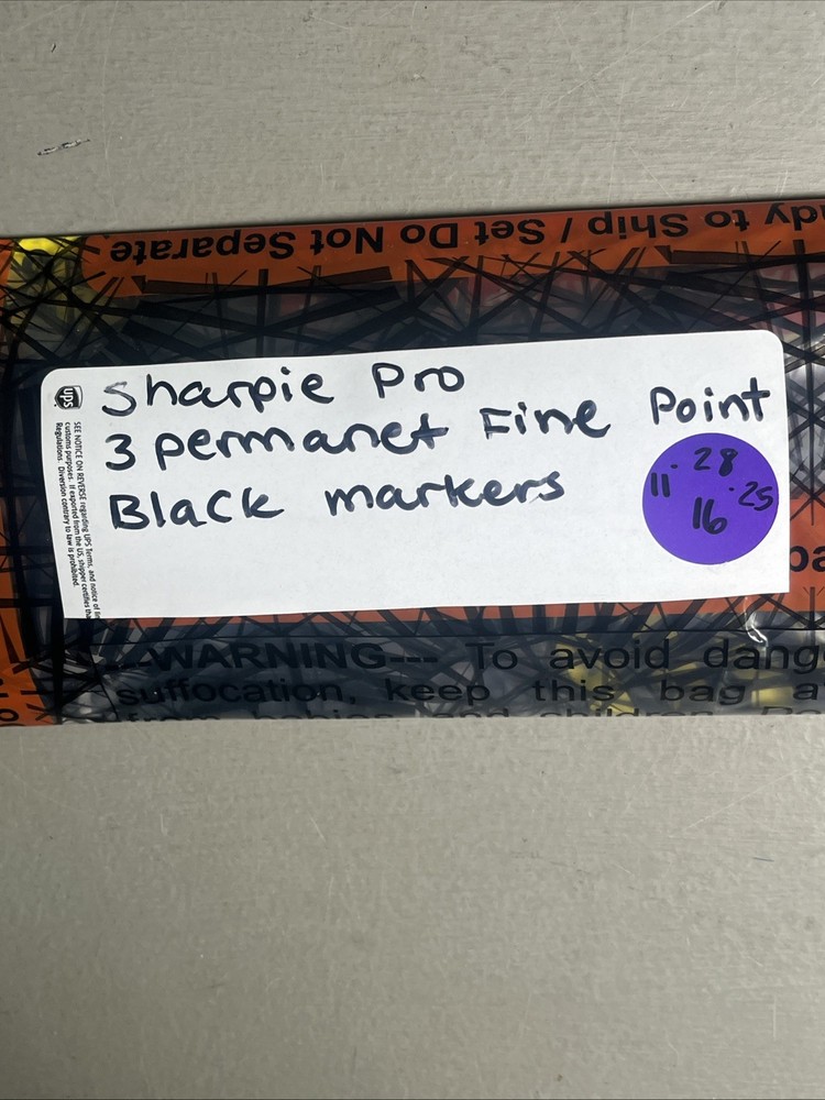 Sharpie Pro 3 Pack Permanent Fine Point Black Markers