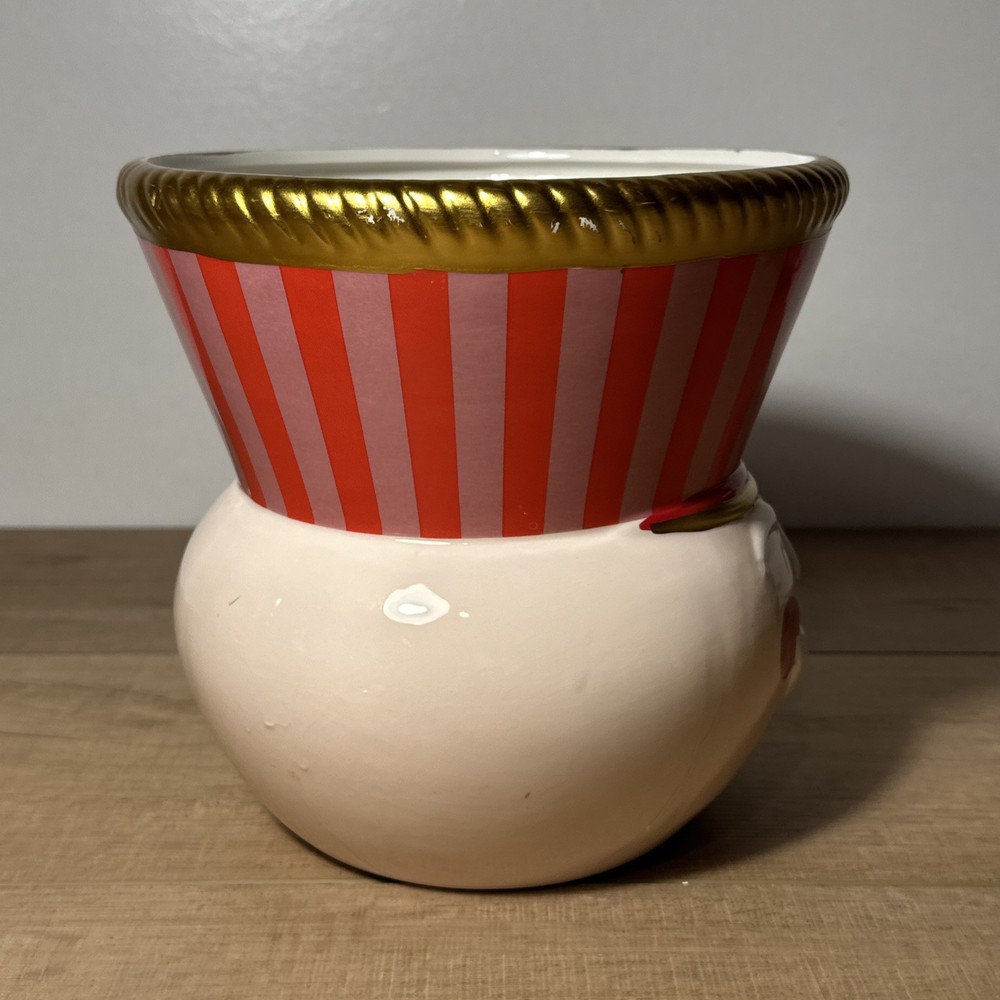 Large Ceramic Nutcracker Head Bowl - Red And Pink - Packed Party - 8”